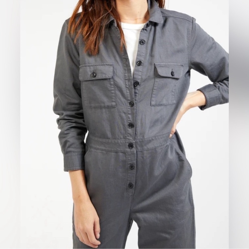 Outerknown SEA suit storm gray long sleeve utility jumpsuit linen blend NWT Sz S - Picture 5 of 16